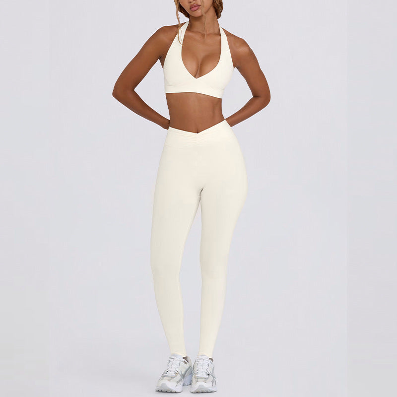 butt lift, tummy control, slimming look chest pad, running fitness shorts, halter sports intimates bra, yoga wear suit for women