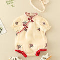 Infant and toddler summer romper, baby girl's cute cheongsam-style onesie, chinese traditional classical clothing, triangle bodysuit, crawling suit