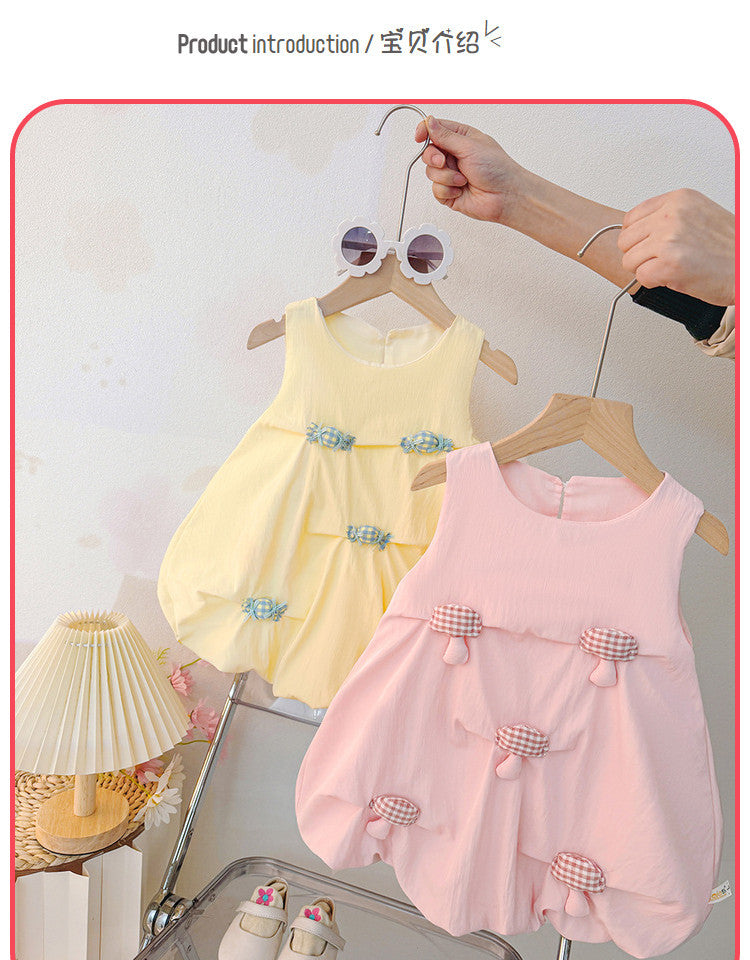 Girl summer bud skirt summer popularins baby k-styledress western style children's sleeveless vest skirt