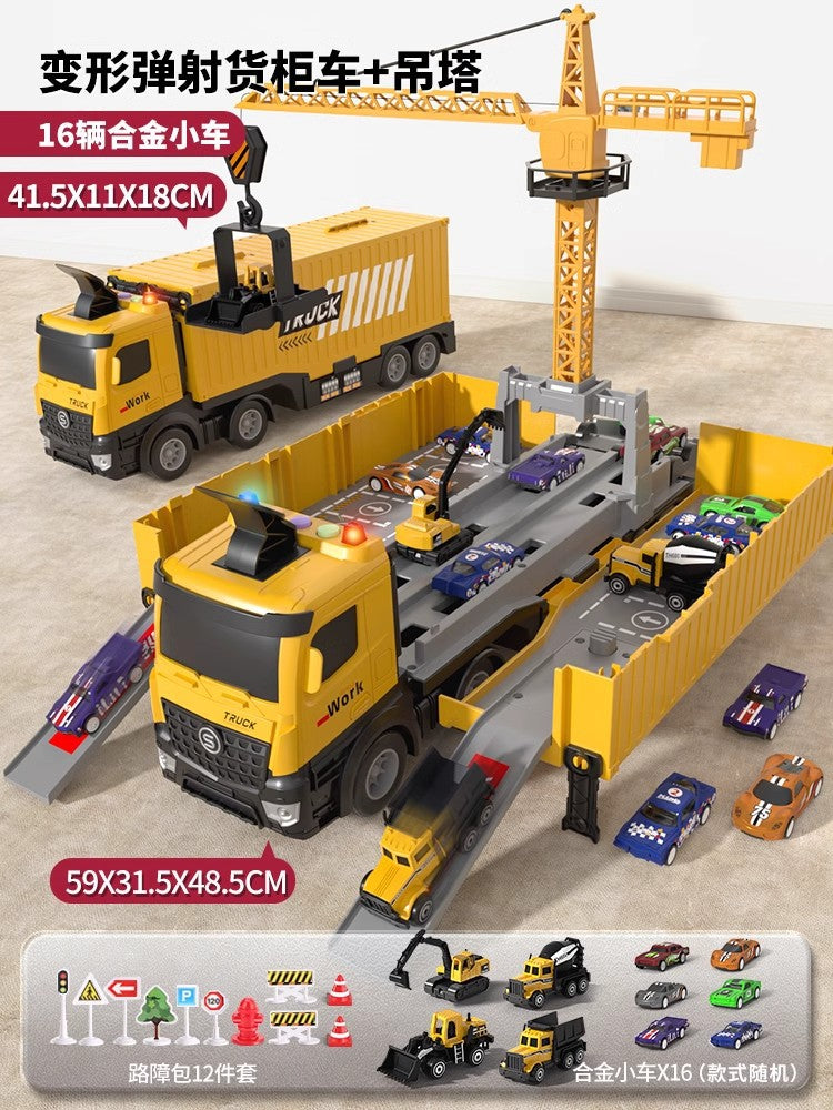 Kids' container crane construction vehicle toy - excavator car for boys, ages 3-6