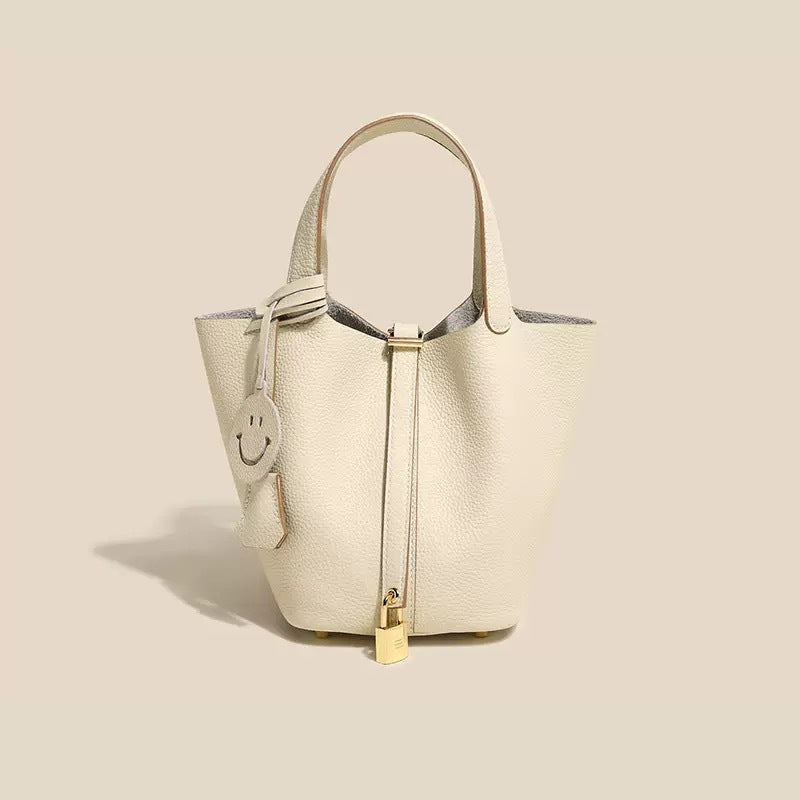 Bags 2024 new arrival bucket bag vegetable basket women's bag genuine leather satchel bag mommy bag bridal wedding bag high-end