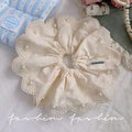 Korean dongdaemun sweet lace trim scrunchie, premium pearl hair tie, ponytail holder, durable hair accessories