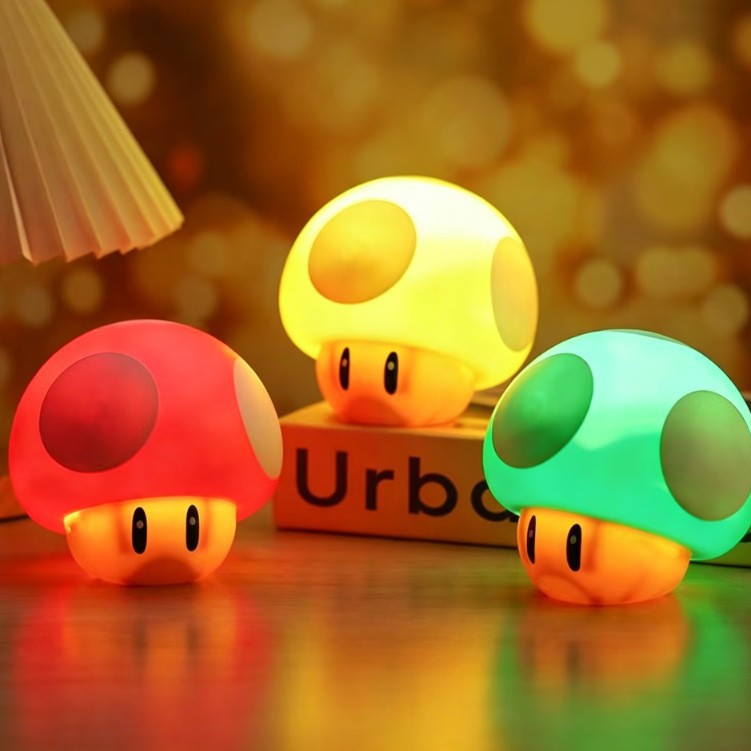 Creative nostalgic mario cute mushroom night light with sound effects, usb decorative lamp, gaming atmosphere light