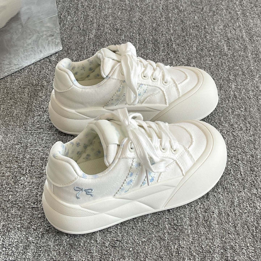 Autumcasual sneakers for women 2026new arrivalthick solewhite shoes with skirt thin canvas shoes niche style bread shoes