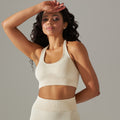 New seamless knit yoga set: high-waisted, butt-lifting leggings with a beautiful back design – perfect for peach-hued girls, running, and fitness