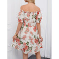 code new arrival  original women's gentle style floralsprinting one-line collar dress