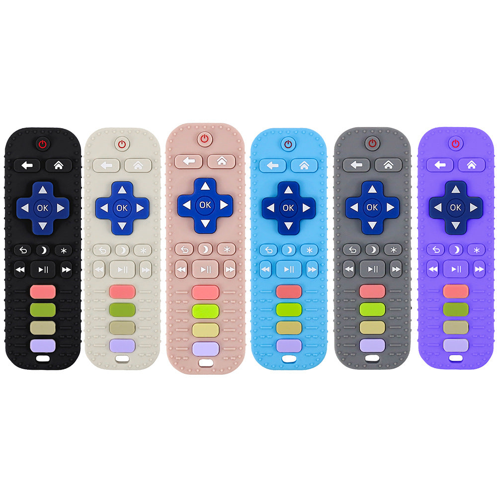 Cross-border silicone toothpaste baby food grade remote control toothpaste baby biting glue teething period molar stick toothpaste toy