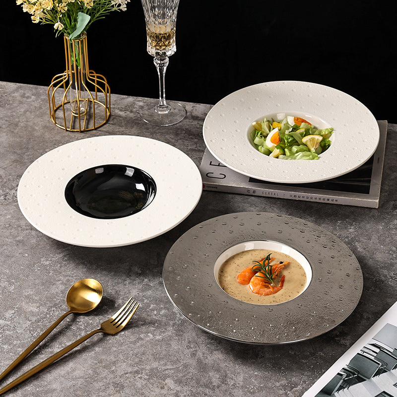 Nordic creative mars crater pasta ceramic plate - restaurant & hotel pasta, dessert, and soup plate - wholesale ceramic