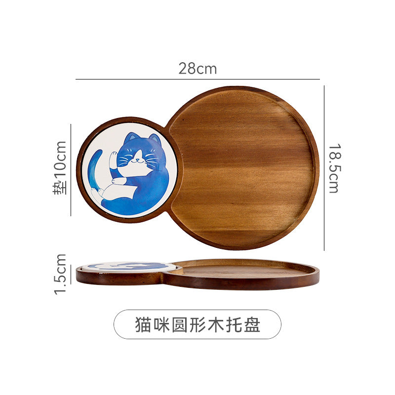 Scandinavianins solid wood creative breakfast tray cute cute cake dessert snack plate stylishclassy tea tray