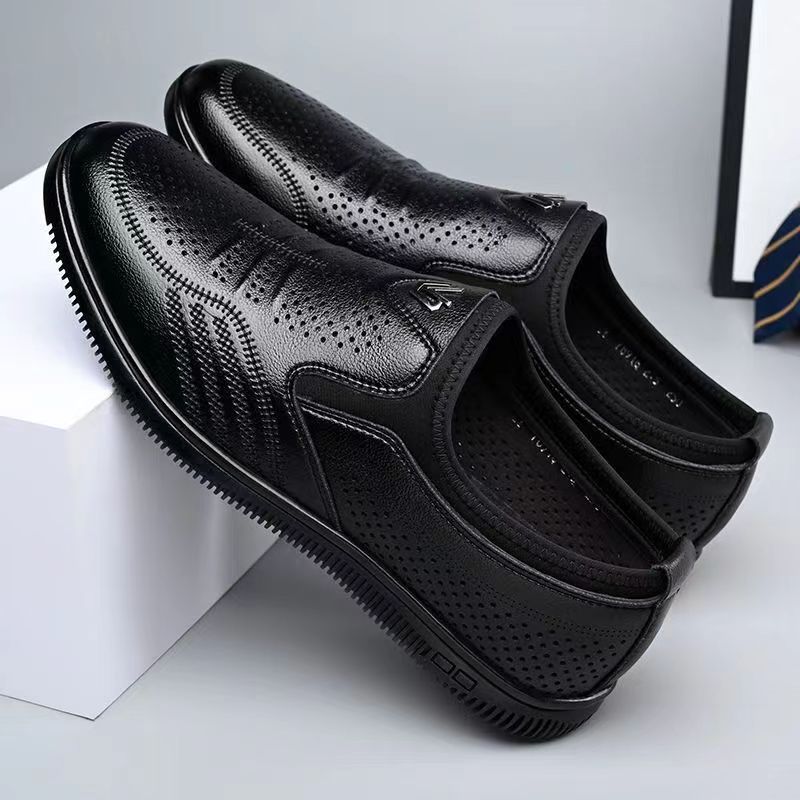 New arrival business hole cool leather shoes men's casual wedding groom british sandals summer breathable youth pointed toe men's shoes