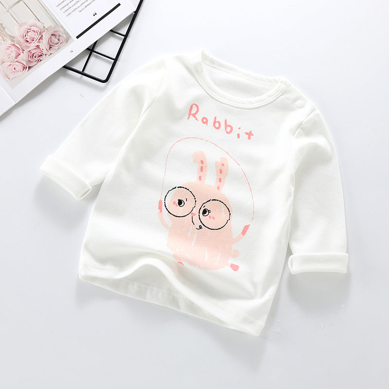 Boys' and girls' long-sleeve t-shirts, 100% cotton undershirts, spring and autumn styles, infant and toddler thermal underwear, baby tops, kids' and infant clothing