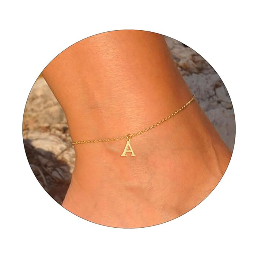 Amazon's new casual14k gold-plated waterproofletter compact 26 english letter women's anklet