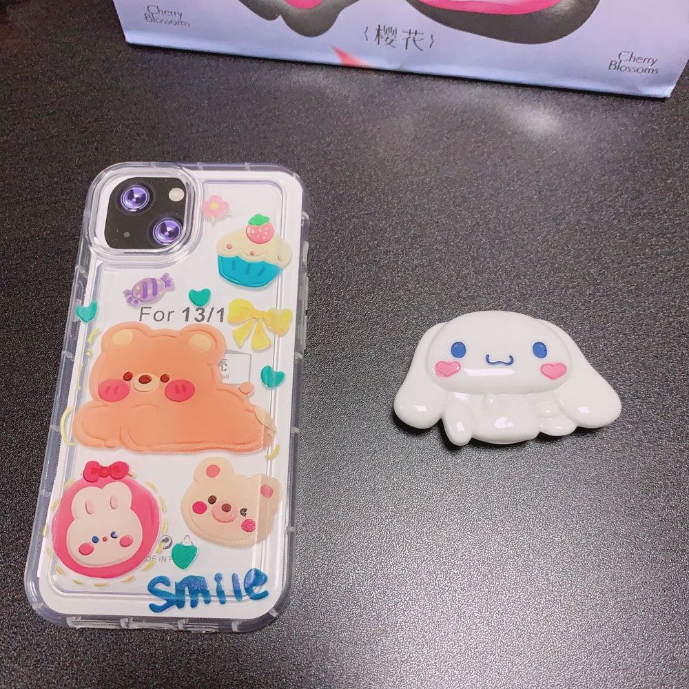 Cartoon cinnamon dog stand creative lazy airbag telescopic lollipop stand epoxy mobile phone desktop stand