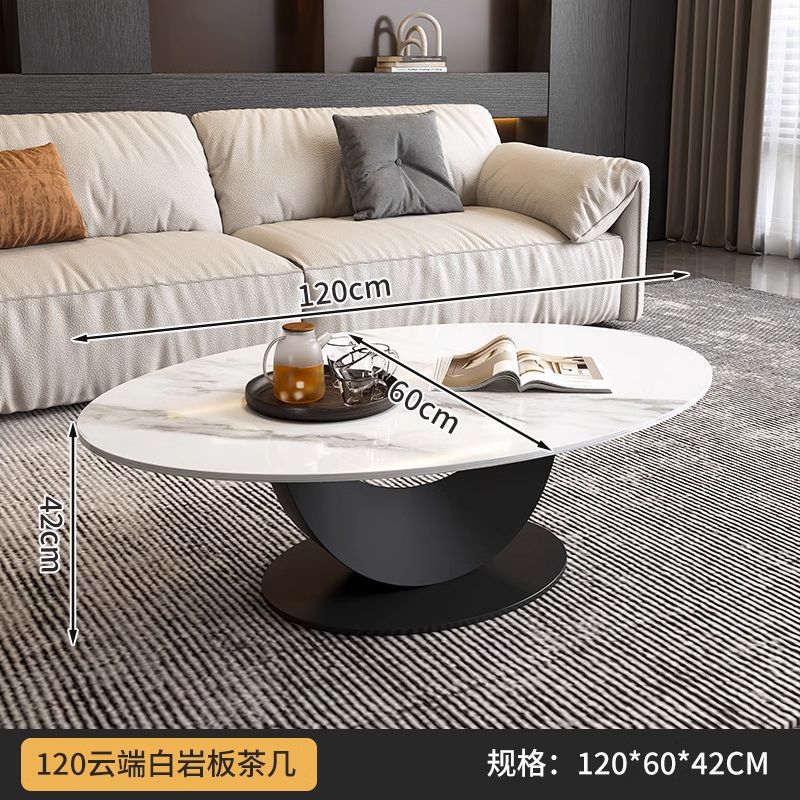 Cream style crescent rock slab coffee table living room for home rental house table classycasual small apartment coffee table combination