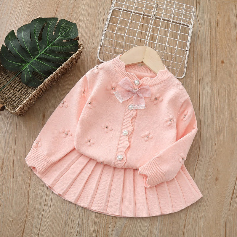 Girls' cardigan set - new autumn  collection: adorable girls' sweater and skirt set