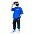 Boys' summer outfit set  new style, middle to big kids, boys' student summer short-sleeve fashionable korean style trendy children's clothing