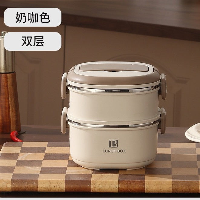 316 stainless steel double-walled insulated lunch box with dividers, microwaveable plastic food container