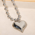 New arrivalaccessible luxury style heart necklace fashioncasual glossy steel ball chain peach heart pendant stainless steel necklace