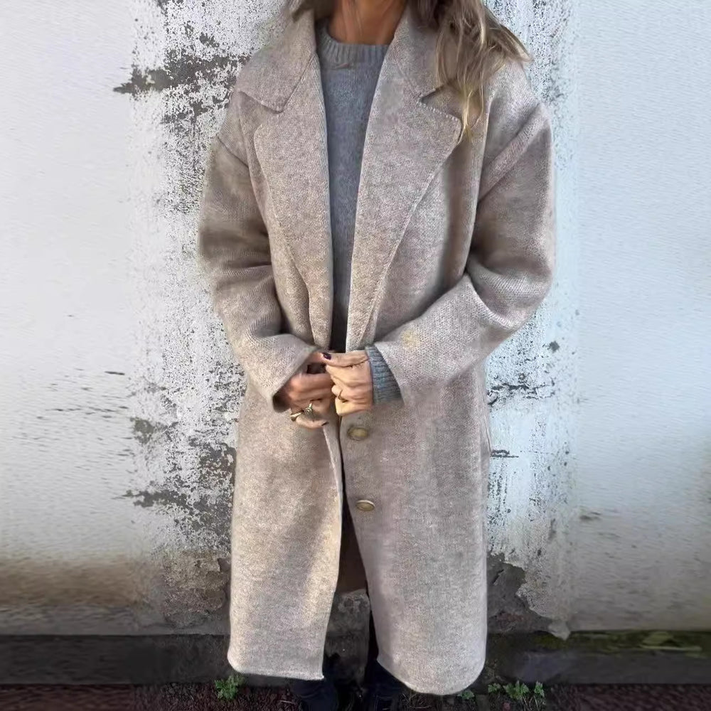 2024 new amazon women's fall/winter lapel long sleeve casual wool blend coat