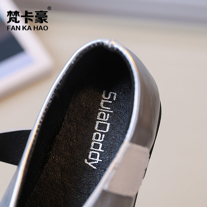 Vancahao girls' black leather shoes - new autumn  collection: round-toe, fashionable, minimalist princess flats for kids