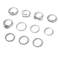 Wholesale bowknot rings: european and american cross-border accessories, women's ins-style niche high-end diamond 10-piece silver jewelry set