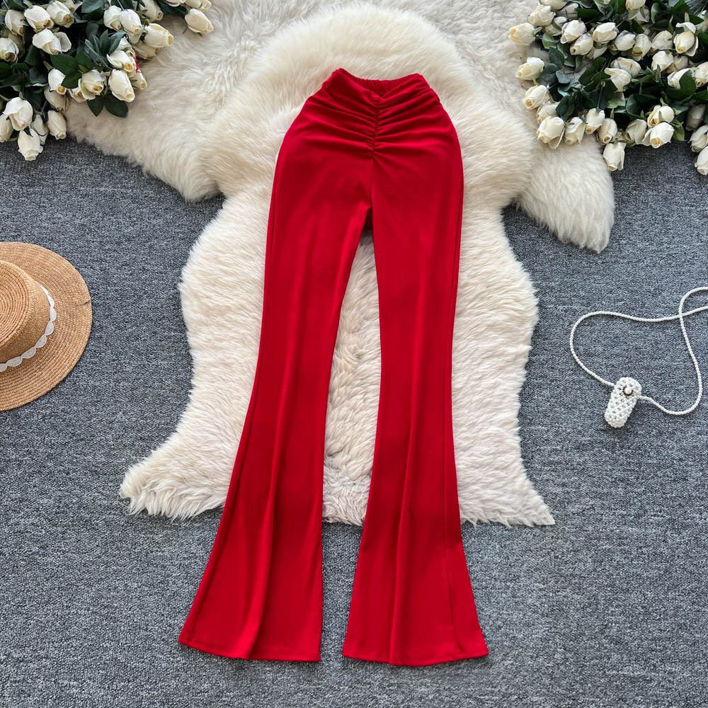 K-stylehigh waist pleated casual pants straight-leg pants for women springnew arrivalwork clothing silmslimming look to show leg lengtheasiest for matchpants