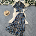 Leopard print vacation-ready two-piece set: summer chic, high-waisted wide-leg pants, effortlessly stylish and youthful