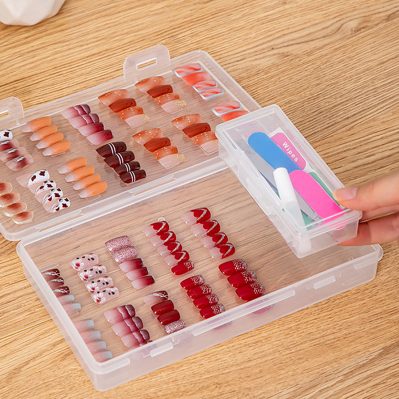 Desktop Flip Nail Art Jewelry Storage Box Plastic Transparent Large Flat Accessories Nail Art Wear Nail Storage Box