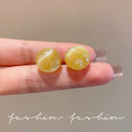Dopamine ball stud earrings - unique design for women, perfect for summer, clear and versatile, sweet and cute, simple and easy to match