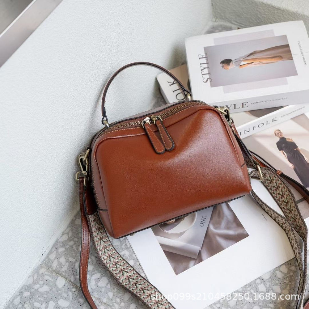 Cowhide retro bag for women 2024new arrival spring and summer genuine leather shoulder crossbody bag fashionaccessible luxury women's small satchel bag