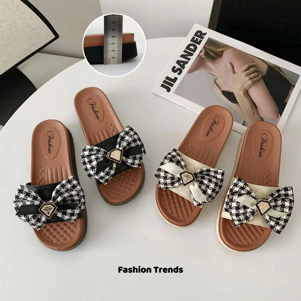 2024 summer new arrival: women's square-toe fashion sandals & slippers - casual, stylish, with bow detail, perfect for outdoor wear