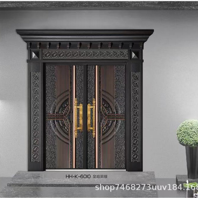 Zinc alloy villa door double door rural self-built house entrance door anti-theft door entrance for home cast aluminum double door