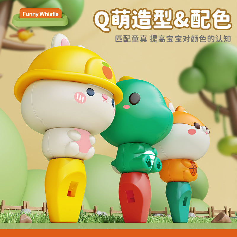 Cute cartoon whistle rabbit dinosaur shiba inu style lanyard whistle small horn kindergarten kids educational toy