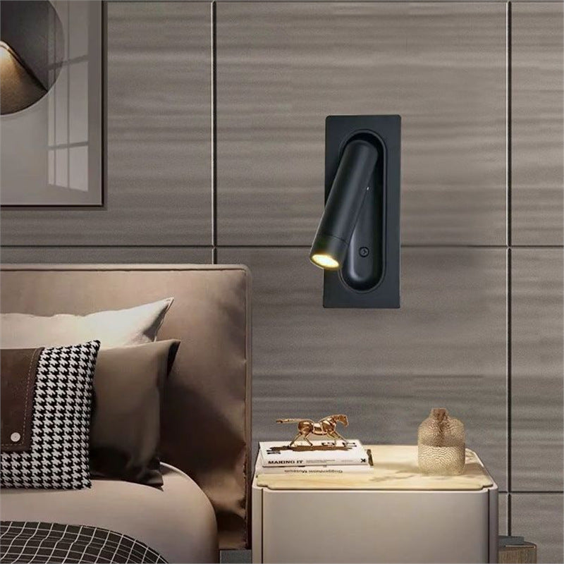 Led recessed wall sconce - rotatable reading light for hotel projects, guest rooms, bedrooms, and bedside use - wall mounted