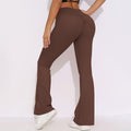 Fashion nude wide leg tight yoga pants high waist hip lifting quick drying micro flared pants casual sports fitness pants flare pants