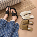 French retro thong sandals - 2026 spring/summer collection - ethereal beach vacation flip-flops - flat sandals for outdoor wear