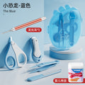 Lf - little dinosaur style - blue + light-up ear spoon + baby cotton swabs