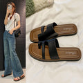 Toe-out slippers for women, french retronew arrival spring and summer k-style retrocasual vacation one-leg roman shoes