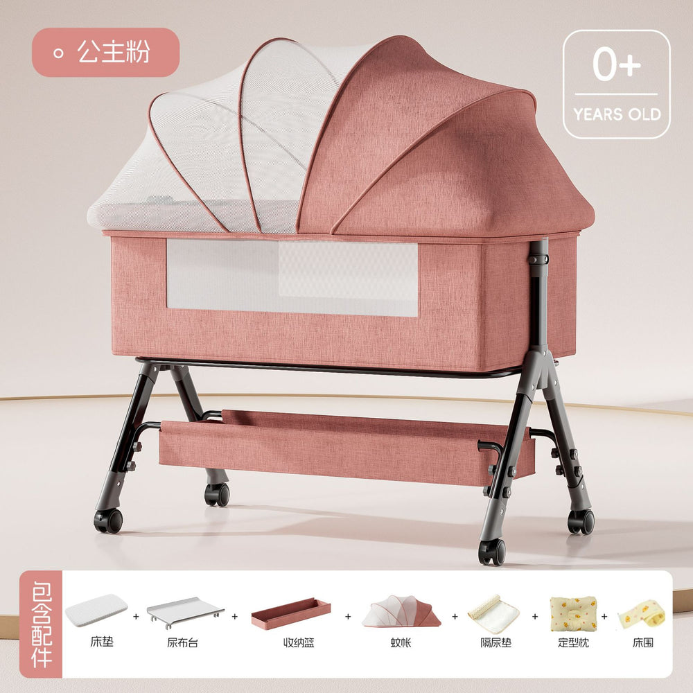 Baby crib - portable, foldable, multi-functional bassinet - convertible to full-sized bed for newborns