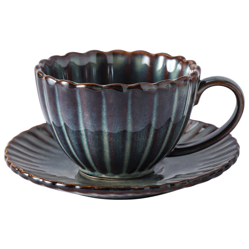 Vintage-inspired, high-end striped ceramic mug with a kiln-fired glaze effect. perfect for hotels, homes, offices, milk, coffee, afternoon tea, or just everyday drinking