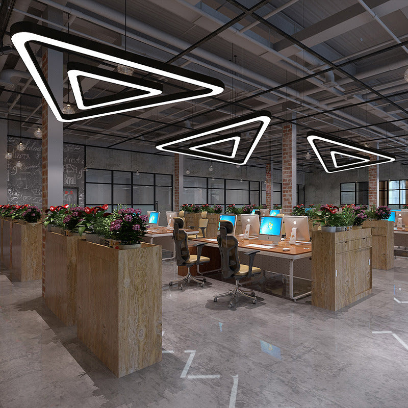 Triangle chandelier LED modeling light creative office gym light Internet cafe shopping mall supermarket industrial wind lamp