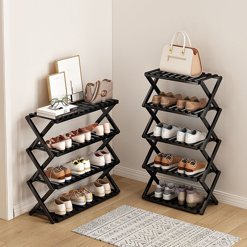 Shoe rack simple door for home multi-layer storage space-saving corner small dust-proof narrow shoe cabinet free of installation