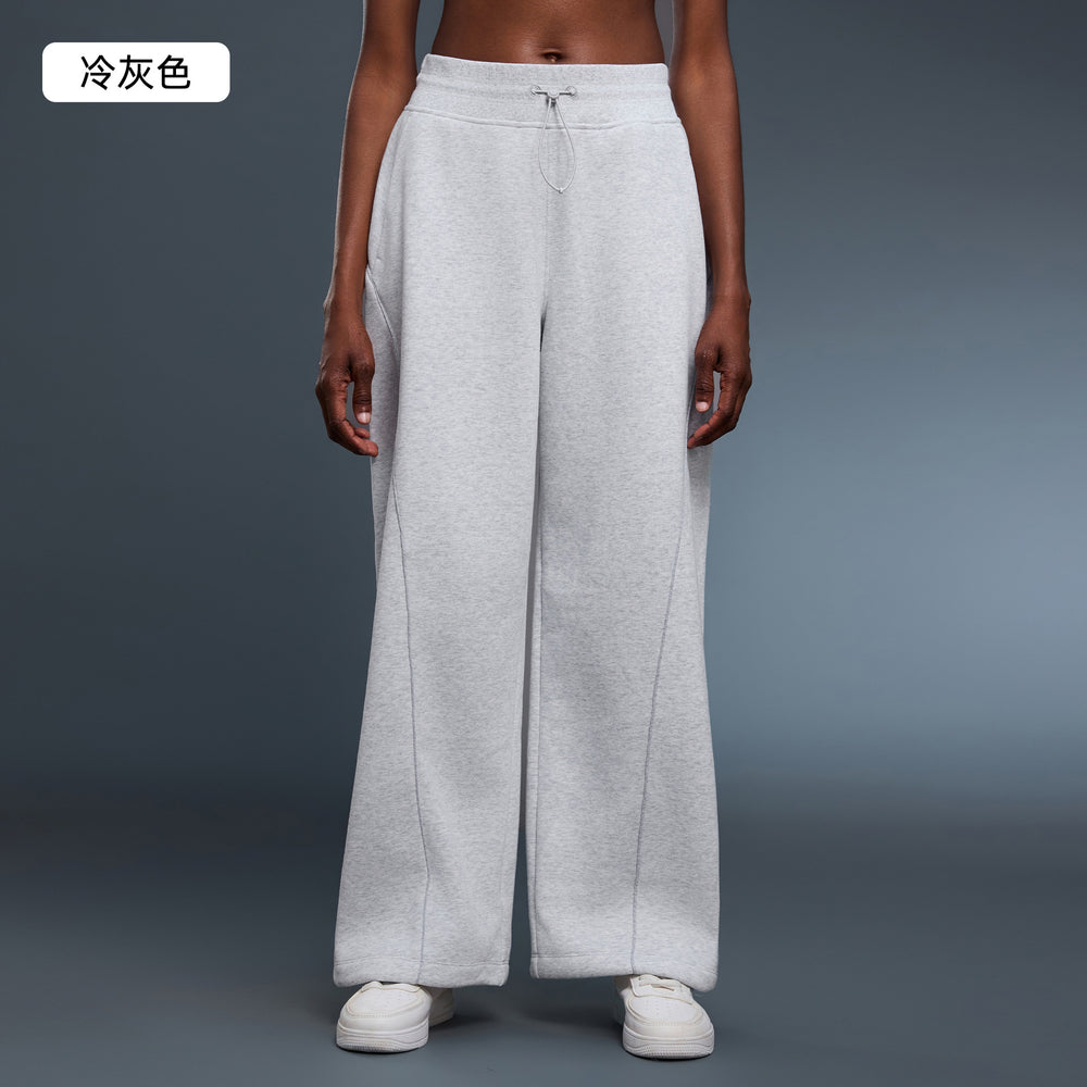 Women's fleece-lined casual pants for autumn and winter - warm, windproof, jogger style, loose fit, straight leg, slimming, athletic long pants d25158