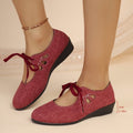 summer new arrival: plus size women's casual flats, round toe lace-up mom shoes - wholesale