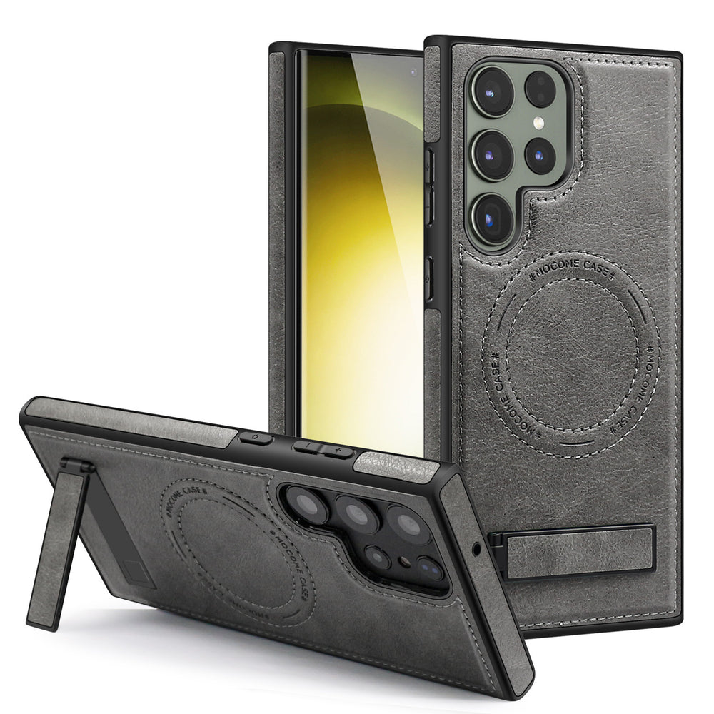 Crystal shield leather case for samsung s25 edge premium leather magnetic phone case s24ultra invisible stand