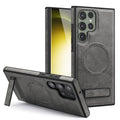 Crystal shield leather case for samsung s25 edge premium leather magnetic phone case s24ultra invisible stand