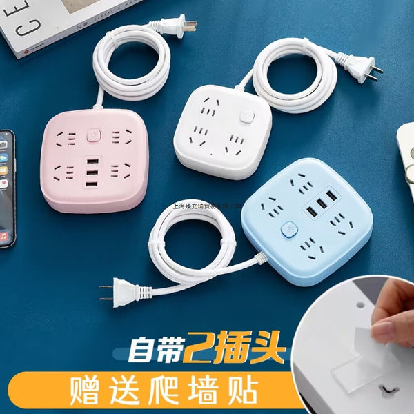 Two-pin socket with USB binary plug 2-pin plug Patch board Two-hole plug board Power extension with cable power strip