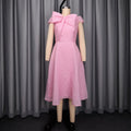 Spring/summer new arrival: elegant a-line high-waisted pink jacquard slimming party dress