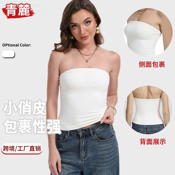 tube top strapless underwear chest wrap without belt anti-light women's one-piece bra inside gathering non-slip thin summer