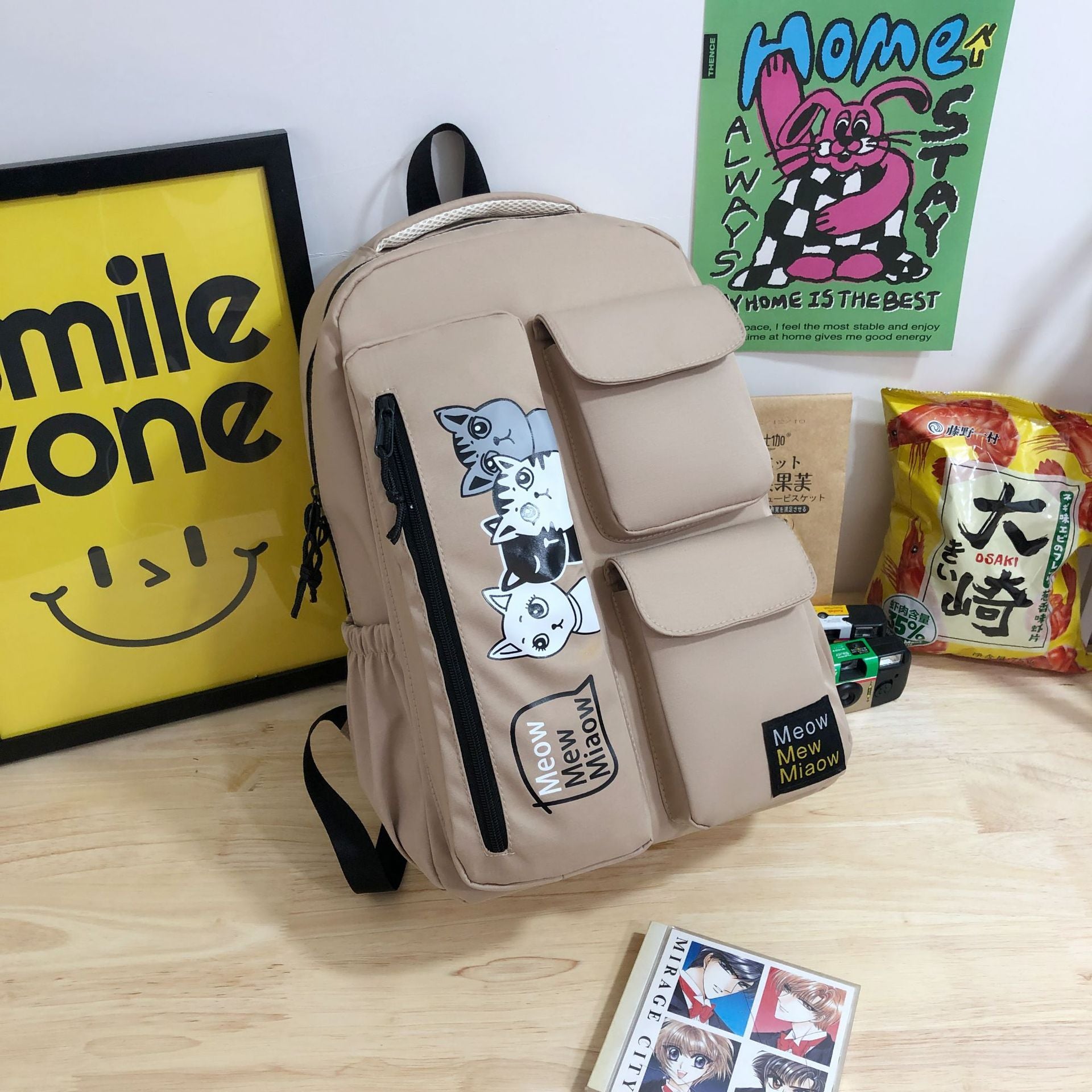 New Korean multi-functional dual-purpose thickened fabric schoolbag Internet celebrity lazy wind dirt-resistant di y large-capacity backpack